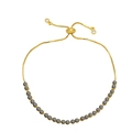 Dettaglio del bracciale occhio di Allah dorato regolabile con chiusura scorrevole e strass - Nero