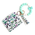 Bracciale di perline in silicone verde menta e bianco con porta carte a farfalla - 2 Verde Menta