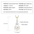 9-10mm round natural freshwater pearl necklace on S925 silver chain with zircon accents - Small Bulb / K Yellow Gold