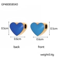 Detailed view of small blue enamel heart pendants showing dimensions 0.6cm width and 0.5cm height - Blue and Light Blue
