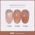 Vernis gel nude rose translucide couleur 09 montrant l'effet de une à trois couches appliquées - 09# Teint Translucide