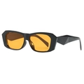 Gafas de sol geométricas modernas con montura negra y lentes naranjas brillantes - Montura Negra Lentes Naranjas