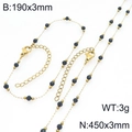 Schmuckset aus goldener Titan-Halskette und Armband mit schwarzen facettierten Perlen - Armband / Schwarzer Stil (Stil 3)