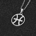 Sporty stainless steel hollowed-out basketball pendant necklace on black background - Pisces / Steel
