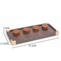 Walnut wood display tray with four brown velvet pads and golden corners for jewelry - 4-Position Cylinder Support