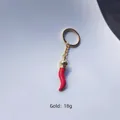 Creative red chili metal keychain in gold finish with glazed surface weighting 18g - Gold Chili Style 18g