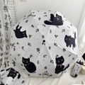 Paraguas plegable automático anti-UV con diseño de gato lindo y funda a juego - Gato Negro Floral / 3 Pliegues Manual