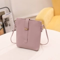 Minimalist small pink crossbody bag in smooth faux leather finish - Light Pink