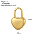 Golden stainless steel heart pendant charm for jewelry making in 12mm x 18mm size - Heart Pendant