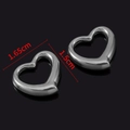 Polished silver stainless steel heart pendant variant with 1.65cm size measurement - C-Heart Pendant / 5 Pieces / Steel