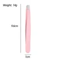 Pink slanted-tip stainless steel eyebrow tweezers 9.6cm length for precision grooming - 1.2mm Pink Tweezer
