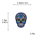 Purple Dia de los Muertos skull embroidery patch with blue roses and yellow flowers - 10653-Purple Sugar Skull