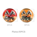 Monster truck party paper plates set in red and orange colors, 7-inch diameter 10pcs pack - 7 Inch Plates (10PCS)
