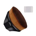 Flat top foundation brush with hexagonal black handle and brown fiber bristles - Flat Head (With Dust Box) / Black