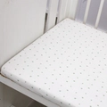 Soft cotton baby crib fitted sheet featuring green four-leaf clover patterns on white - Green Leaf / 120*60cm
