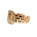 Verstellbarer goldener Ring mit Zirkonia-Buchstabe V und strukturierter Ringschiene - Einstellbar Offen / Buchstabe V