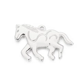 Pendentif cheval galopant en acier inoxydable argenté poli pour la bijouterie - Couleur Acier