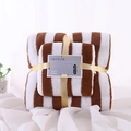 Brown and white striped coral fleece towel set with gift ribbon and packaging card - Towel And Bath Towel / Coffee