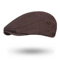 Classic dark brown herringbone flat cap for men with high-quality textile texture - 60CM / Dark Coffee