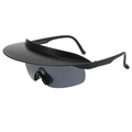 Fashionable rimless one-piece outdoor sports sunglasses for cycling with sun visor design - Black Frame Grey Lens