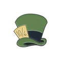 Spilla smaltata a cilindro verde con dettaglio carta 10/6 e finitura in metallo - Cappello verde del Cappellaio Matto (QHXZ2056)