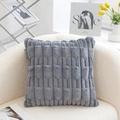 Grey PV velvet throw pillow with decorative bamboo stripe texture on a sofa - Dark Gray