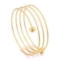 Modern gold multi-layer spiral cuff bracelet with polished finish and ball ends - Gold (KB129469)