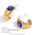 18K gold-plated stainless steel hoop earrings with a square blue faceted gemstone - Simple Square Zirconia Hoop Earrings - Gold - Sapphire Blue
