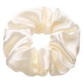 Elegant cream white satin scrunchie with high-quality fabric texture and glossy finish - Milky White