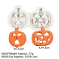 Halloween pumpkin silicone mold for fondant cake decorating featuring two pumpkin face shapes - Style 3 Pumpkin Mold (Grey)