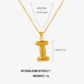 Golden chunky letter I pendant necklace made of stainless steel with dimensions and weight - Letter I
