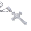 Hip hop silver cross pendant necklace with white zircon stones on a white background - With 60cm Chain / Silver