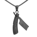 Collar vintage para hombre de acero inoxidable negro con colgante de navaja plegable - Colgante Suelto Negro