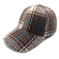 Classic autumn winter plaid baseball cap in warm wool blend fabric on white background - M (56-58cm) / Coffee Plaid