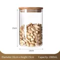 1000mL glass storage jar with airtight bamboo lid for pistachios and kitchen snacks - 1000ml / Replacement Bamboo Lid / 10cm*15cm