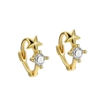 Elegante 925er Sterlingsilber vergoldete Stern-Ohrringe mit Zirkonia im Vier-Krallen-Design - Gold