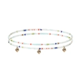 Vue détaillée de la chaîne de taille multicouche perlée avec des pendentifs en forme de cœur - #8 Style Cœur