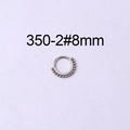 16G silver stainless steel septum clicker with 8mm beaded edge and zircon stone inlay - Row Zircon Beaded Style (2#-8MM) / 8mm