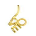 Golden letter E pendant with twisted rope texture and polished ring for DIY jewelry - Gold Letter E Charm