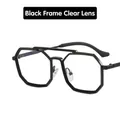 Steampunk polygonal double-bridge sunglasses with black frame and clear lenses - Black Frame Clear Lenses