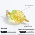 Pineapple pendant in yellow and green gradient stainless steel for DIY jewelry making - PJ91319-Yellow-Green Pineapple