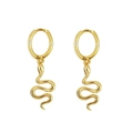 Vintage golden S-shaped snake hoop earrings with S925 silver needles for women - Gold
