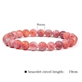 8mm reddish-brown natural striped agate beads stretch bracelet with 19cm circumference - Red Crackle Agate