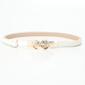 Cinturón fino blanco para mujer en cuero con elegante hebilla dorada de doble rosa - 608# Blanco