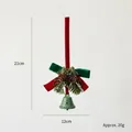Campana di Natale con pigne e fiocco in velluto rosso, misura 21x12cm, peso 20g - Corda Rossa Con Campana Verde