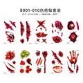 Set di 10 tatuaggi temporanei Halloween con cicatrici e ferite realistiche impermeabili - Set Cicatrici Spaventose (B001-010)