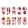 Detailset mit 10 wasserfesten Halloween Narben und Wunden Tattoo Aufklebern mit Blutmustern - Gruseliges Narben-Set (B001-010)