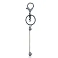 DIY gray beaded keychain with large lobster clasp and metal bar for handmade crafts - Gray