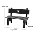 Miniature black park bench model with heart cutout, 16.5x12.5x7cm landscape decor - Black Heart Chair