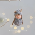 Winter plush reindeer doll ornament with grey fur, antlers, and silver sequin bow 9cm - Grey Snowman-Girl